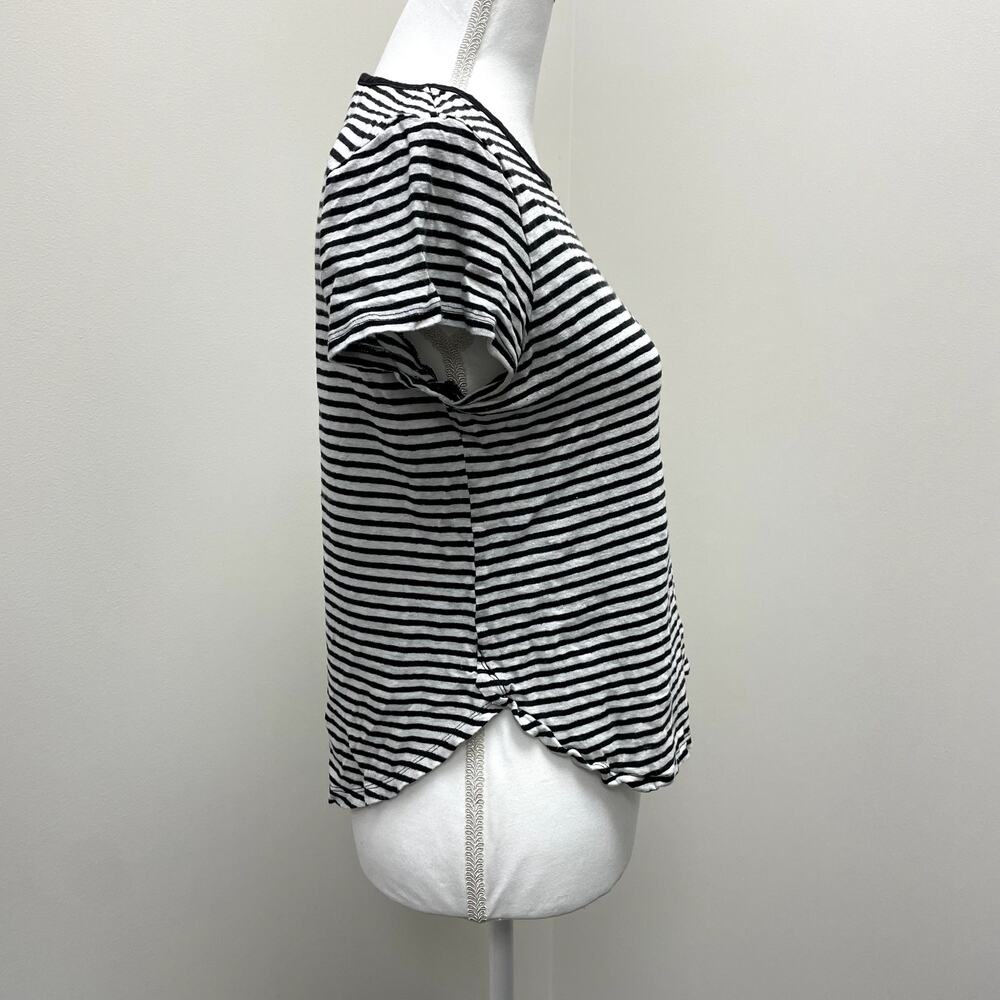 Frame Linen Classic Striped T-Shirt M Black White Crew Neck - Picture 3 of 15